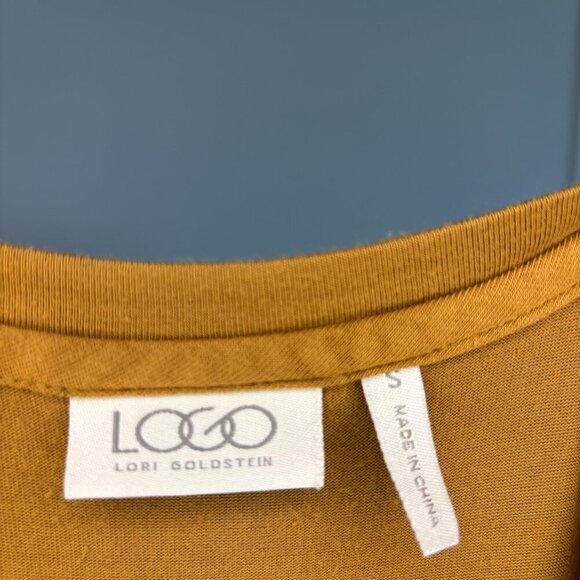 LOGO by Lori Goldstein Tee Womens S dark gold Long Sleeve Stretch Round Neck - Picture 5 of 5